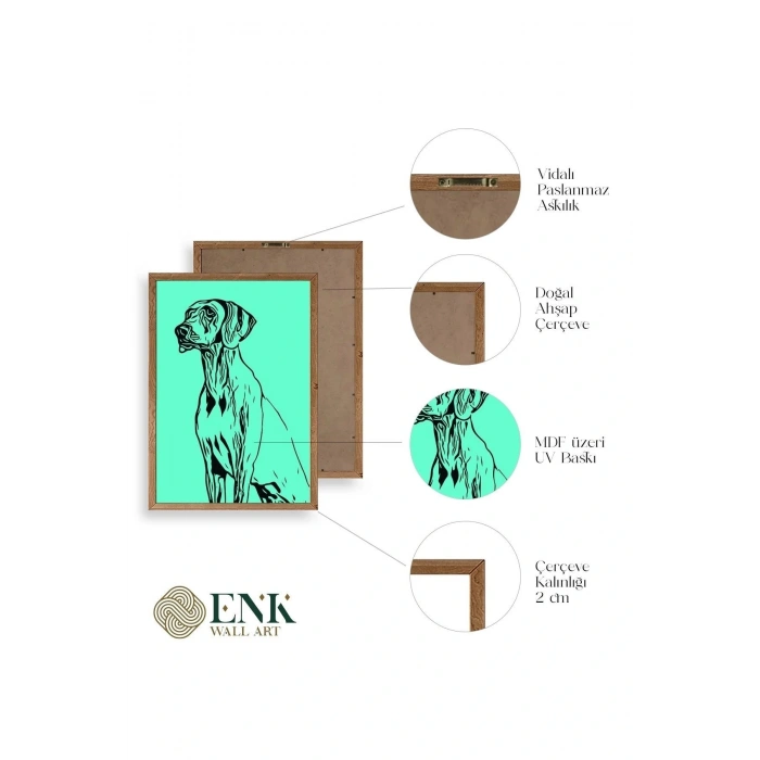 Köpek Ahşap Çerçeveli Tablo 30 x 42