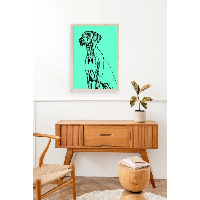 Köpek Ahşap Çerçeveli Tablo 50 x 70