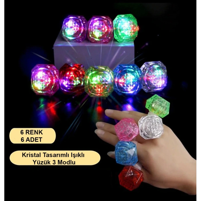 Kristal LED Parti Yüzük Seti (6'lı) (5365)