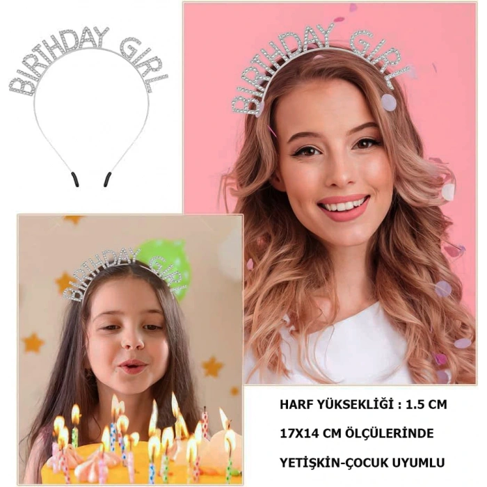 Crystal Stone Silver Birthday Girl Party Crown