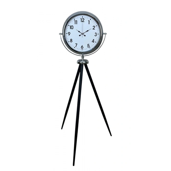 Krom Dekoratif Tasarım Tripod Ayaklı Saat