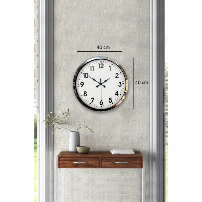 Krom Elegance 40 Cm Metal Standart Duvar Saati