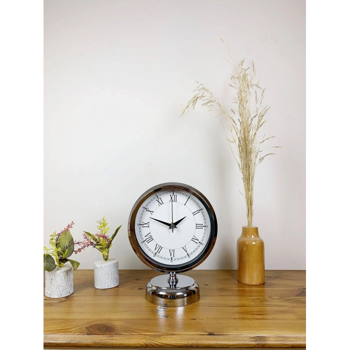 Krom Metal Retro Masa Saati 25×20 cm