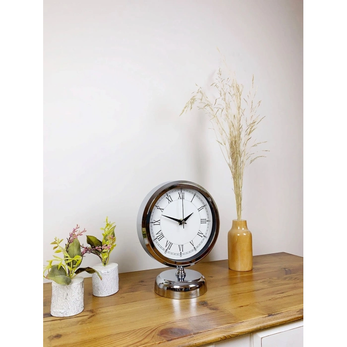 Krom Metal Retro Masa Saati 25×20 cm