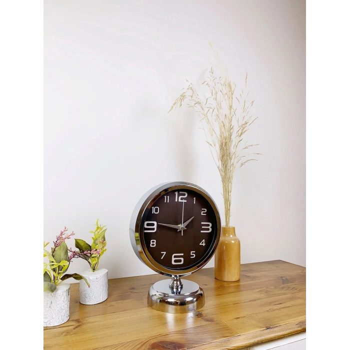 Krom Metal Tasarım Masa Saati 25×20 cm