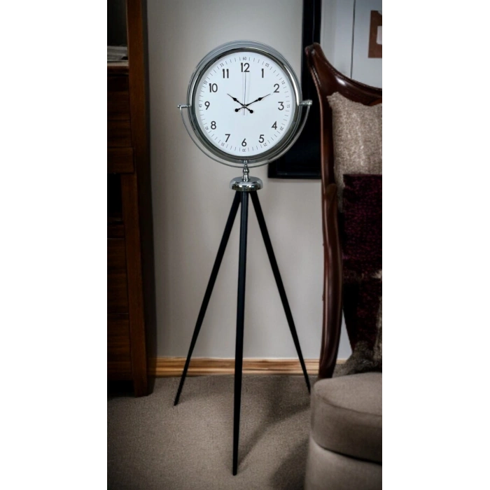 Krom Standart Tripod Ayaklı Saat