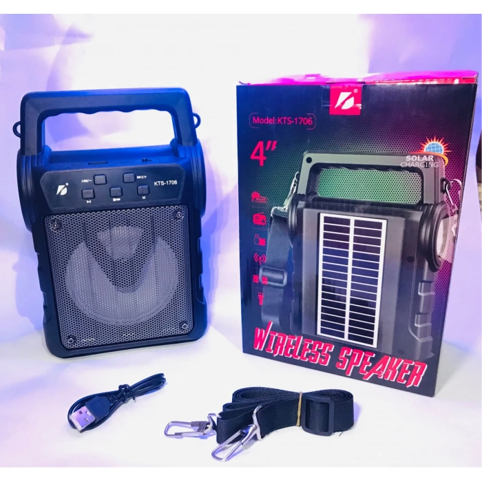 KTS-1706 Taşınabilir Güneş Enerjili Fenerli Bluetooth Hoparlör (5365)