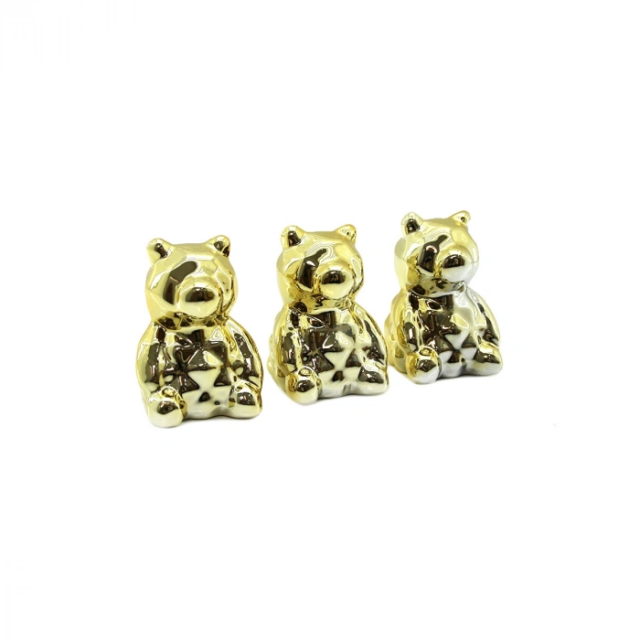 Small Size Bear Design Figurine - Ceramic - Shiny Gold