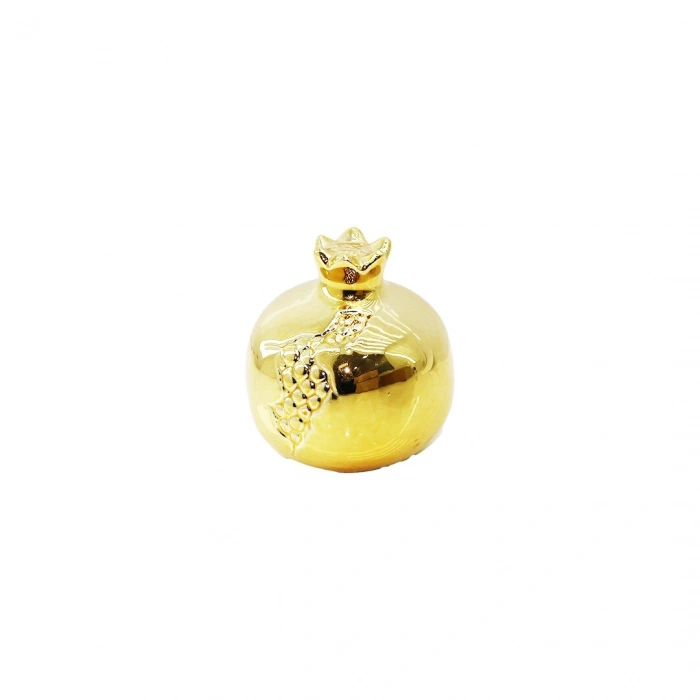 Small Pomegranate Design Ornament - Ceramic - Shiny Gold - Decoration