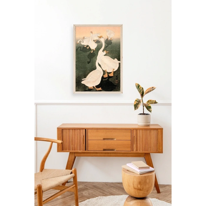 Kuğular Ahşap Çerçeveli Tablo 30 x 42