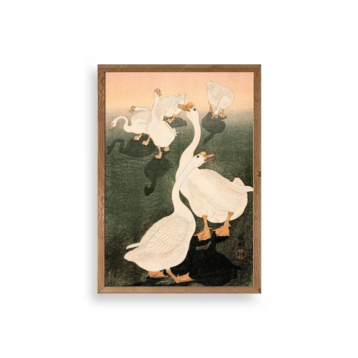 Kuğular Ahşap Çerçeveli Tablo 50 x 70