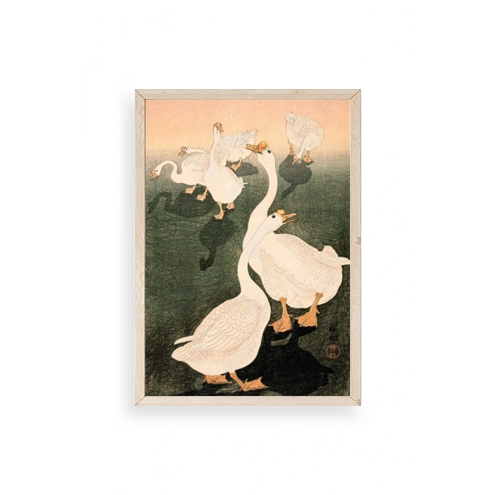 Kuğular Ahşap Çerçeveli Tablo 50 x 70