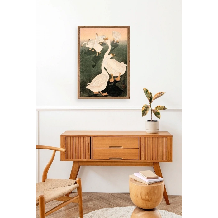 Kuğular Ahşap Çerçeveli Tablo 50 x 70