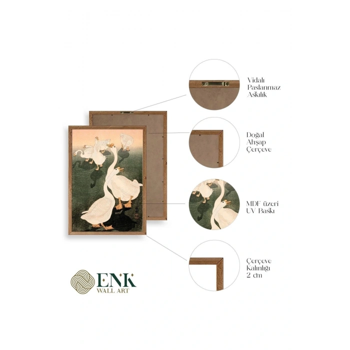 Kuğular Ahşap Çerçeveli Tablo 50 x 70