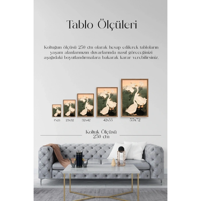 Kuğular Ahşap Çerçeveli Tablo 50 x 70