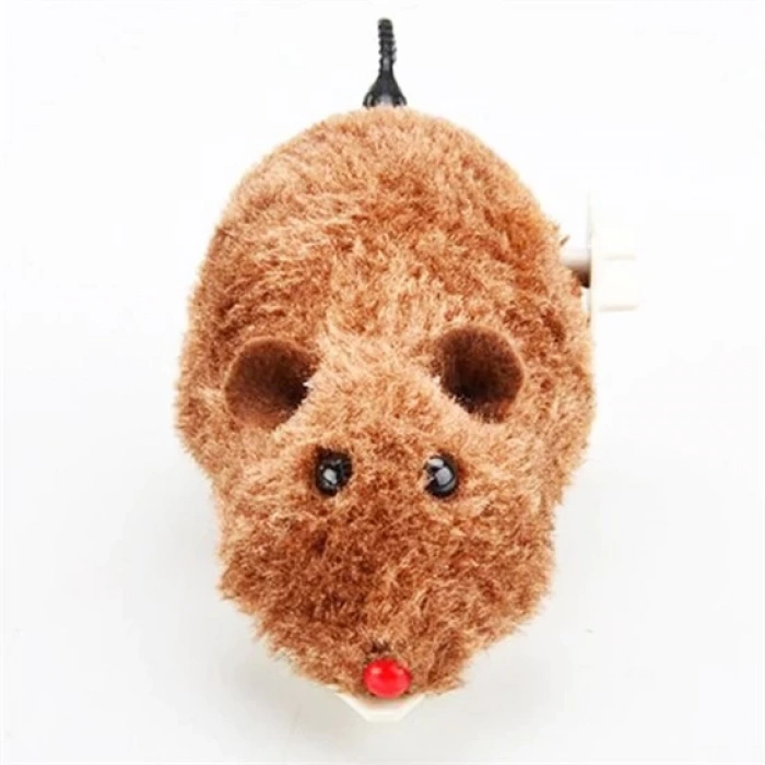 Kurmalı Kedi Eğitim Oyuncağı Tüylü Peluş Fare Yakalama İnteraktif Sevimli Eğlenceli Oyuncak (5365)