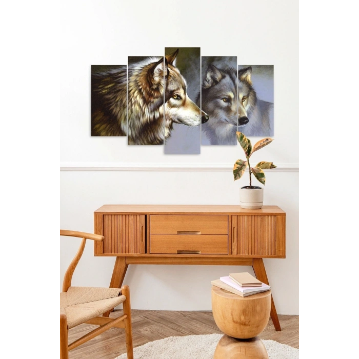 Kurtlar 5 Parçalı Mdf Tablo 60 x 100