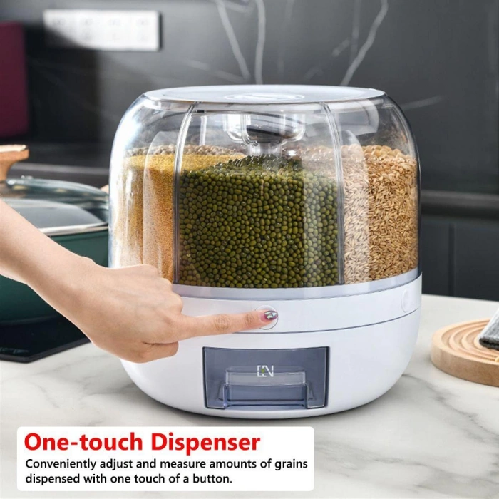 Kuru Gıda Ve Bakliyat Organizeri 360° Dönebilen 6 Bölmeli Ayrıştırıcılı Hava Geçirmez (5365)