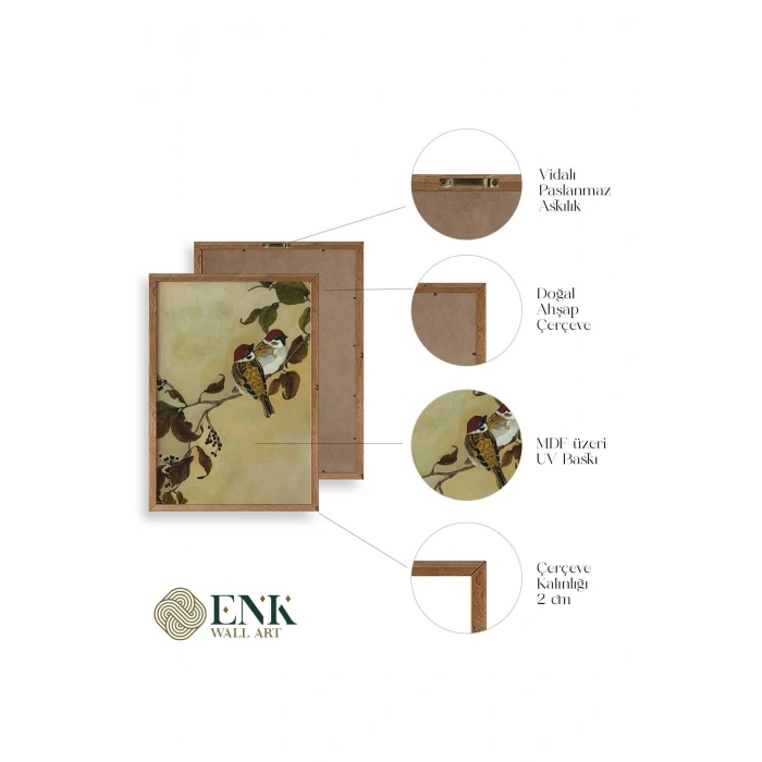 Kuş Ahşap Çerçeveli Tablo 17 x 23