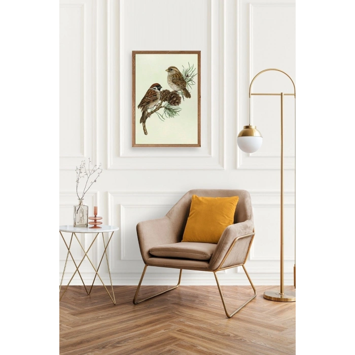 Kuş Ahşap Çerçeveli Tablo 30 x 42