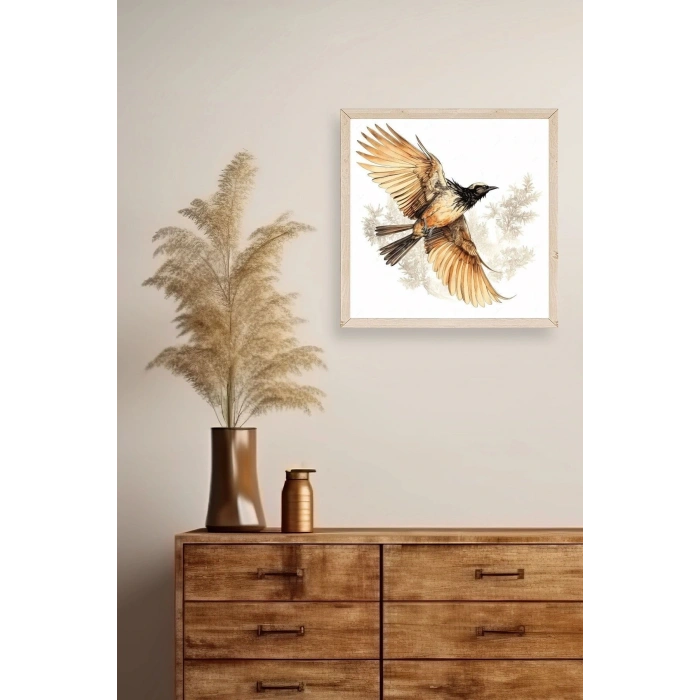 Kuş Ahşap Çerçeveli Tablo 42 x 42