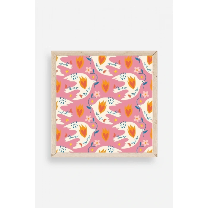 Kuş Ahşap Çerçeveli Tablo 50 x 50