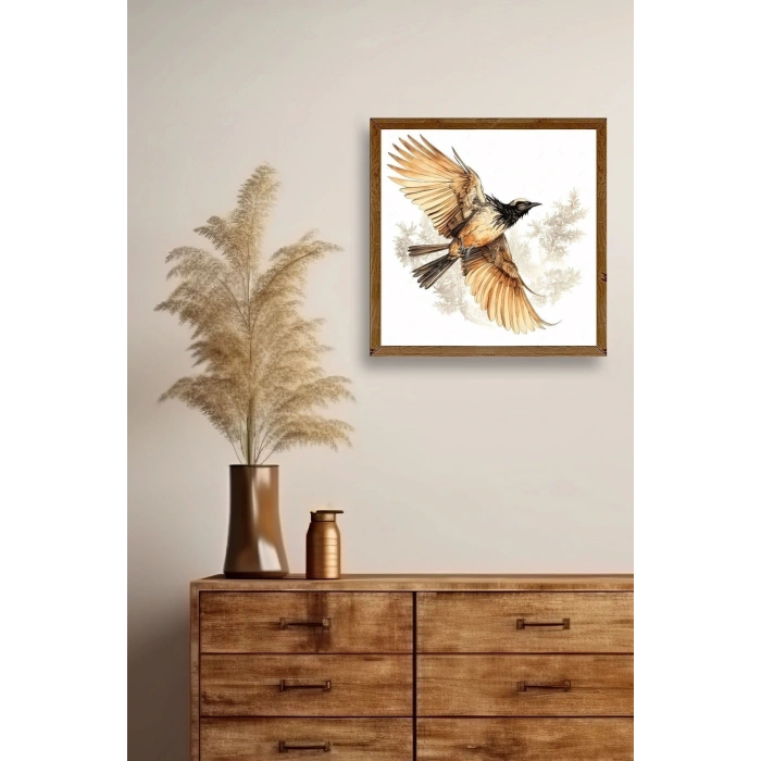 Kuş Ahşap Çerçeveli Tablo 50 x 50