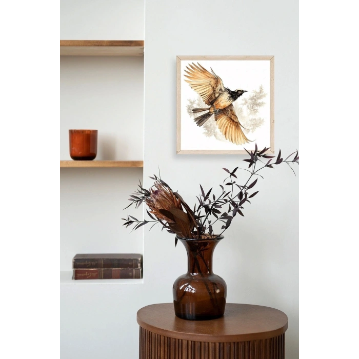 Kuş Ahşap Çerçeveli Tablo 50 x 50