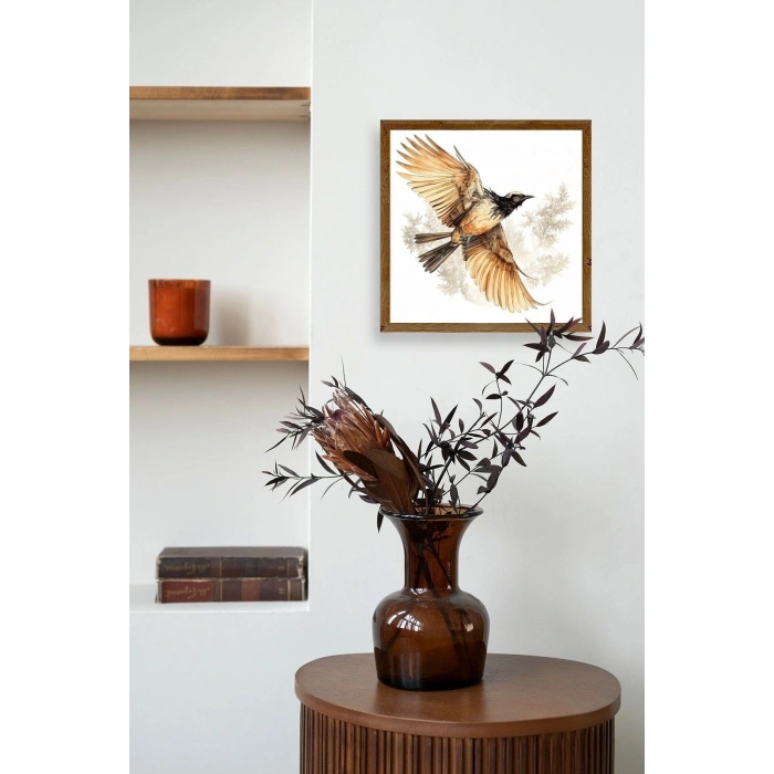 Kuş Ahşap Çerçeveli Tablo 50 x 50