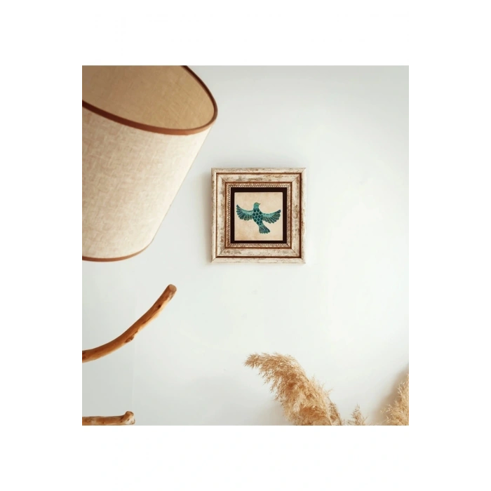 Kuş Çerçeveli Taş Tablo , Çerçeveli Taş Duvar Dekoru 20 cm