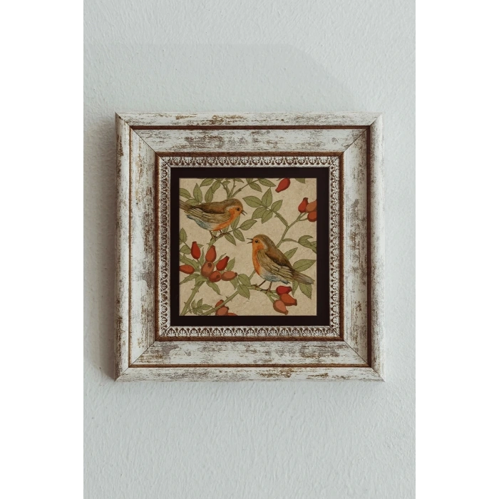 Kuş Çerçeveli Taş Tablo , Çerçeveli Taş Duvar Dekoru - Enkcrcvtbl-00091 20 cm