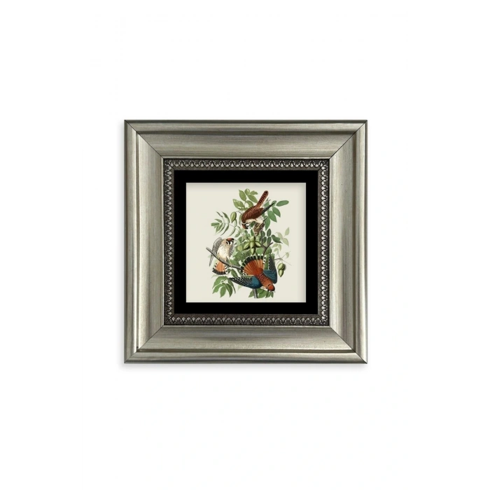 Kuş ve Yapraklar Çerçeveli Taş Tablo 20 cm