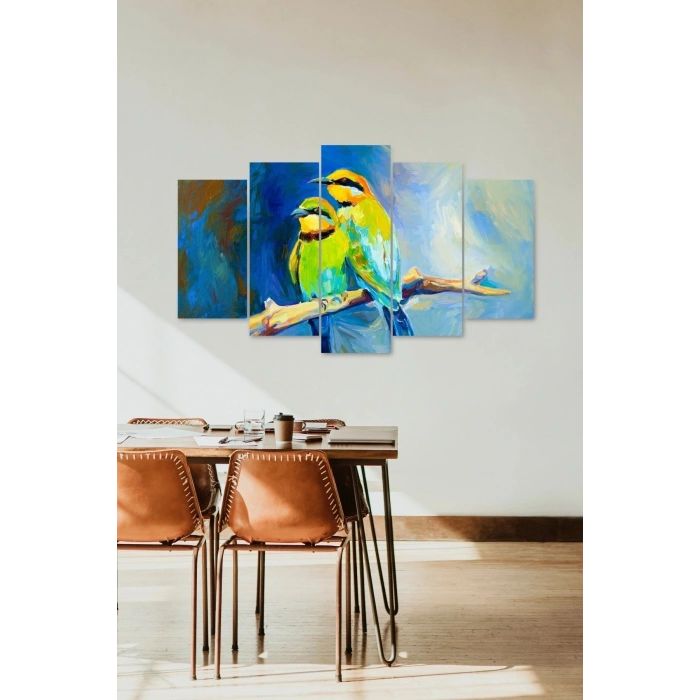 Kuşlar 5 Parçalı Mdf Tablo 60 x 100