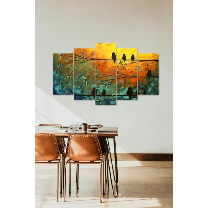 Kuşlar 5 Parçalı Mdf Tablo 60 x 100