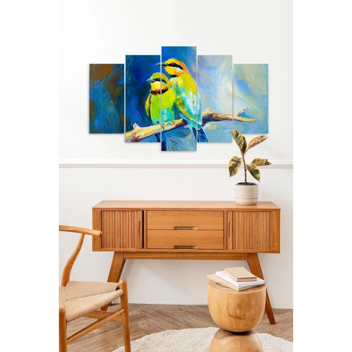 Kuşlar 5 Parçalı Mdf Tablo 60 x 100