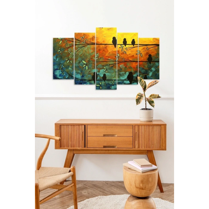 Kuşlar 5 Parçalı Mdf Tablo 60 x 100