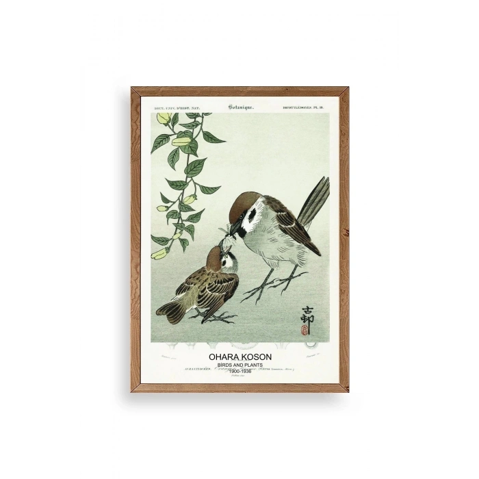 Kuşlar Ahşap Çerçeveli Tablo 17 x 23