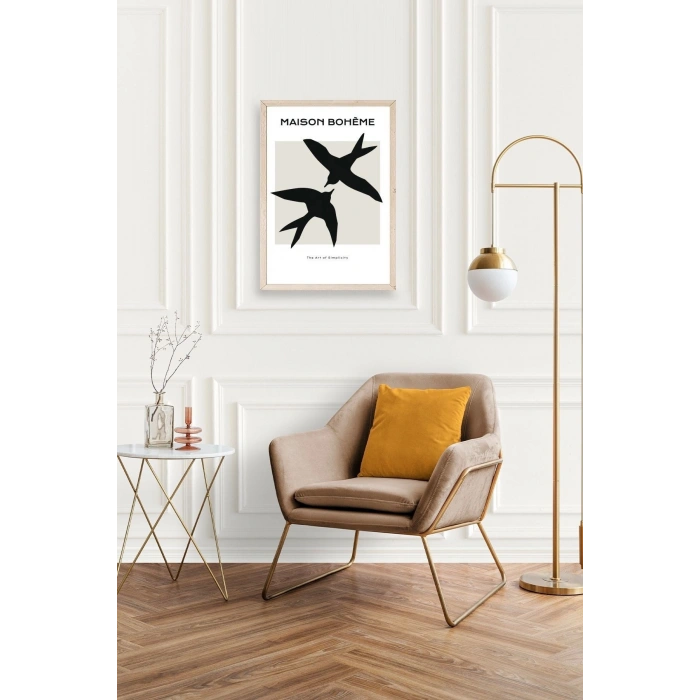 Kuşlar Ahşap Çerçeveli Tablo 17 x 23