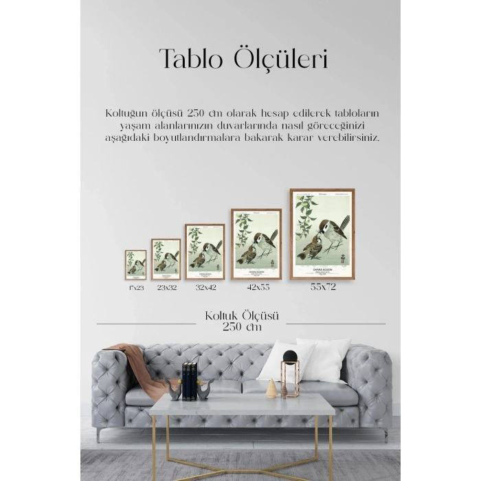 Kuşlar Ahşap Çerçeveli Tablo 17 x 23