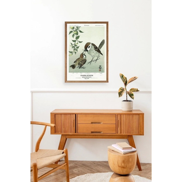 Kuşlar Ahşap Çerçeveli Tablo 23 x 30