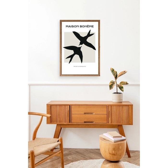 Kuşlar Ahşap Çerçeveli Tablo 23 x 30