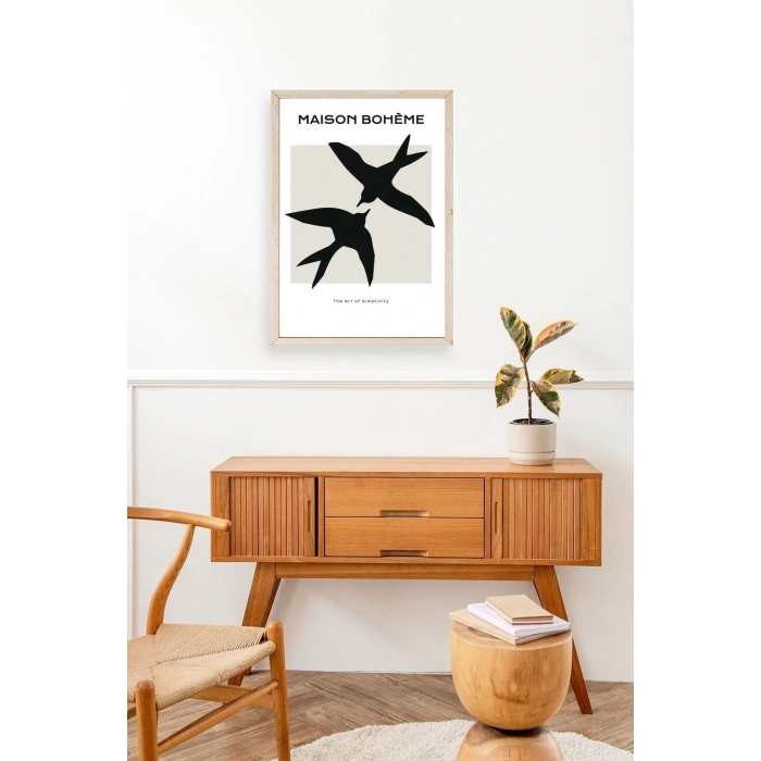 Kuşlar Ahşap Çerçeveli Tablo 30 x 42