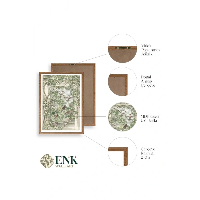 Kuşlar Ahşap Çerçeveli Tablo 30 x 42