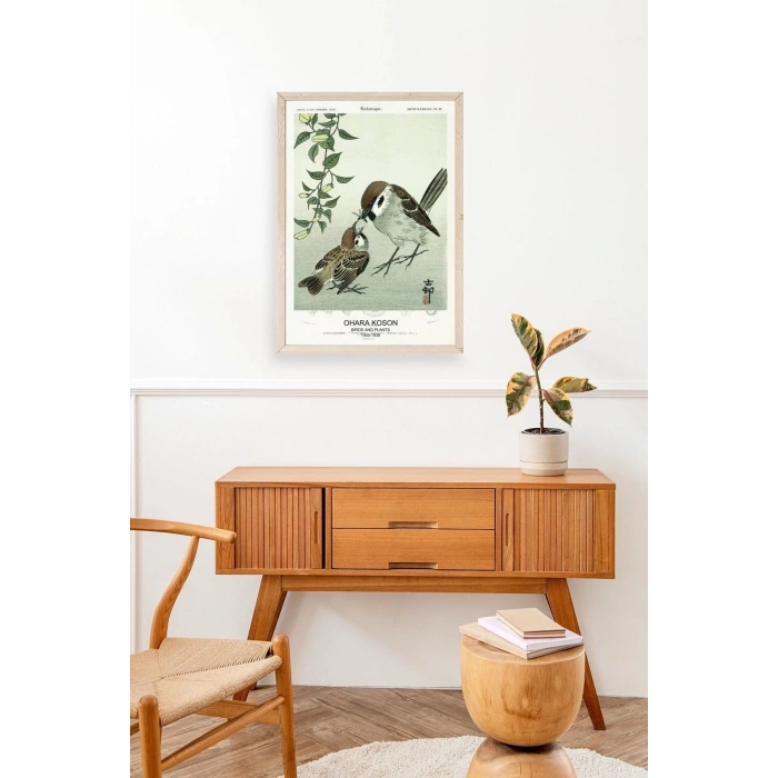 Kuşlar Ahşap Çerçeveli Tablo 50 x 70