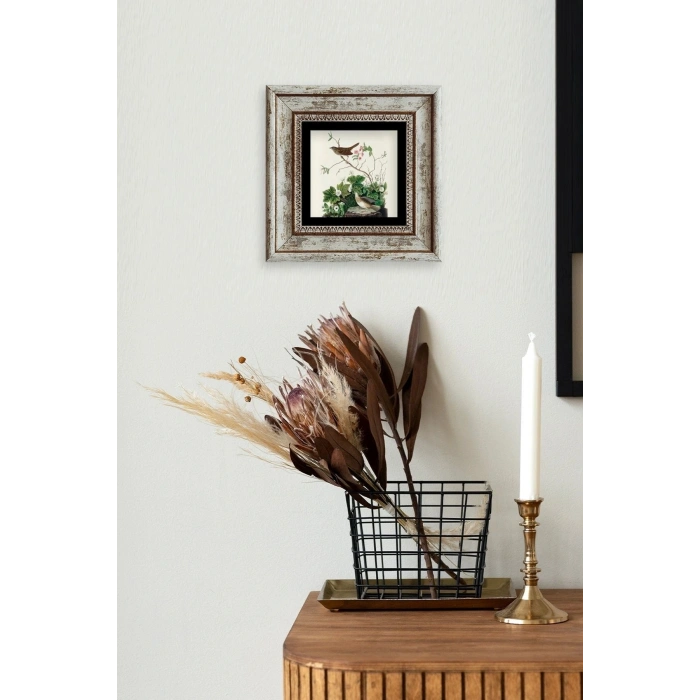 Kuşlar Çerçeveli Taş Tablo 20 cm