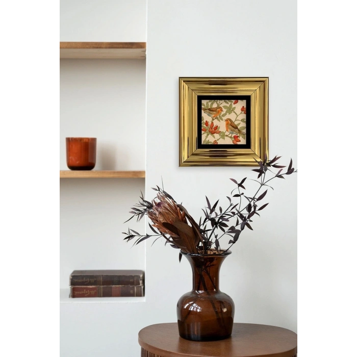 Kuşlar Çerçeveli Taş Tablo 20 cm