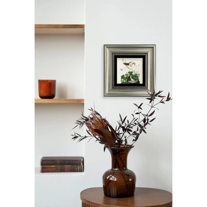 Kuşlar Çerçeveli Taş Tablo 20 cm