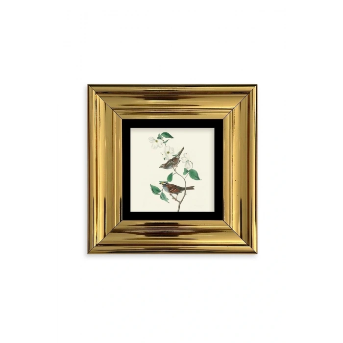 Kuşlar ve Ağaç Çerçeveli Taş Tablo 20 cm