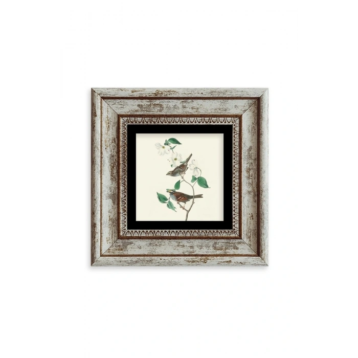 Kuşlar ve Ağaç Çerçeveli Taş Tablo 20 cm