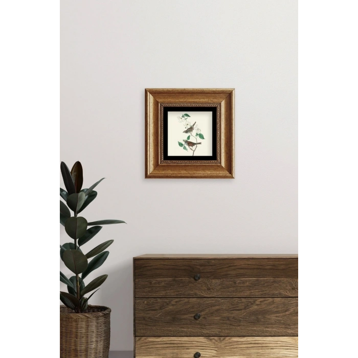 Kuşlar ve Ağaç Çerçeveli Taş Tablo 20 cm